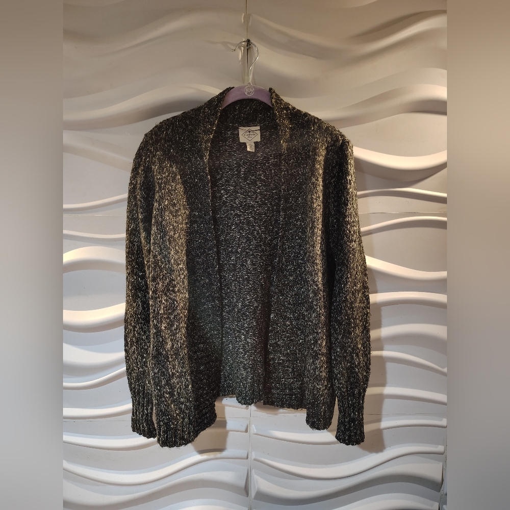 Pre-owned St John's Bay Black and White Knit Cardigan Size Large